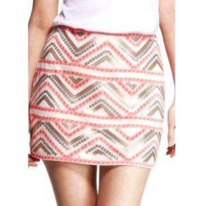 Express Nude and Pink Sequin Mini Skirt Size XS